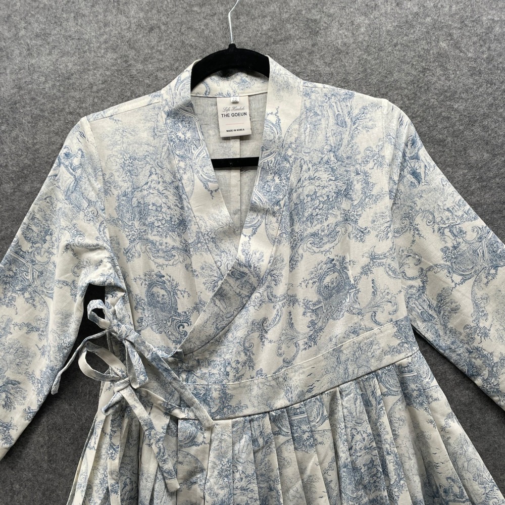 The Goeun Life Hanbok Dress Womens 66 (S) Blue White Toile Spring Summer Modern - Picture 2 of 12